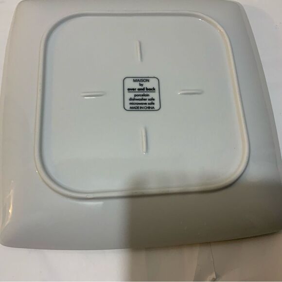 [3] Over and Back “Maison " WHITE PORCELAIN 10.5” SQUARE DINNER PLATES A20 - Picture 4 of 9
